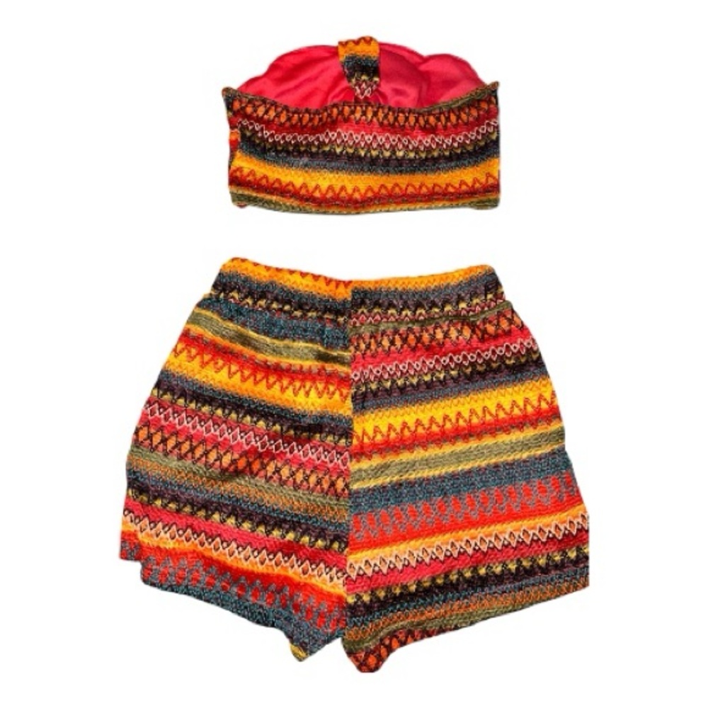 NEW: SHEIN Pink and Multicolor Knit Tube Top & Short Set - Picture 7 of 9
